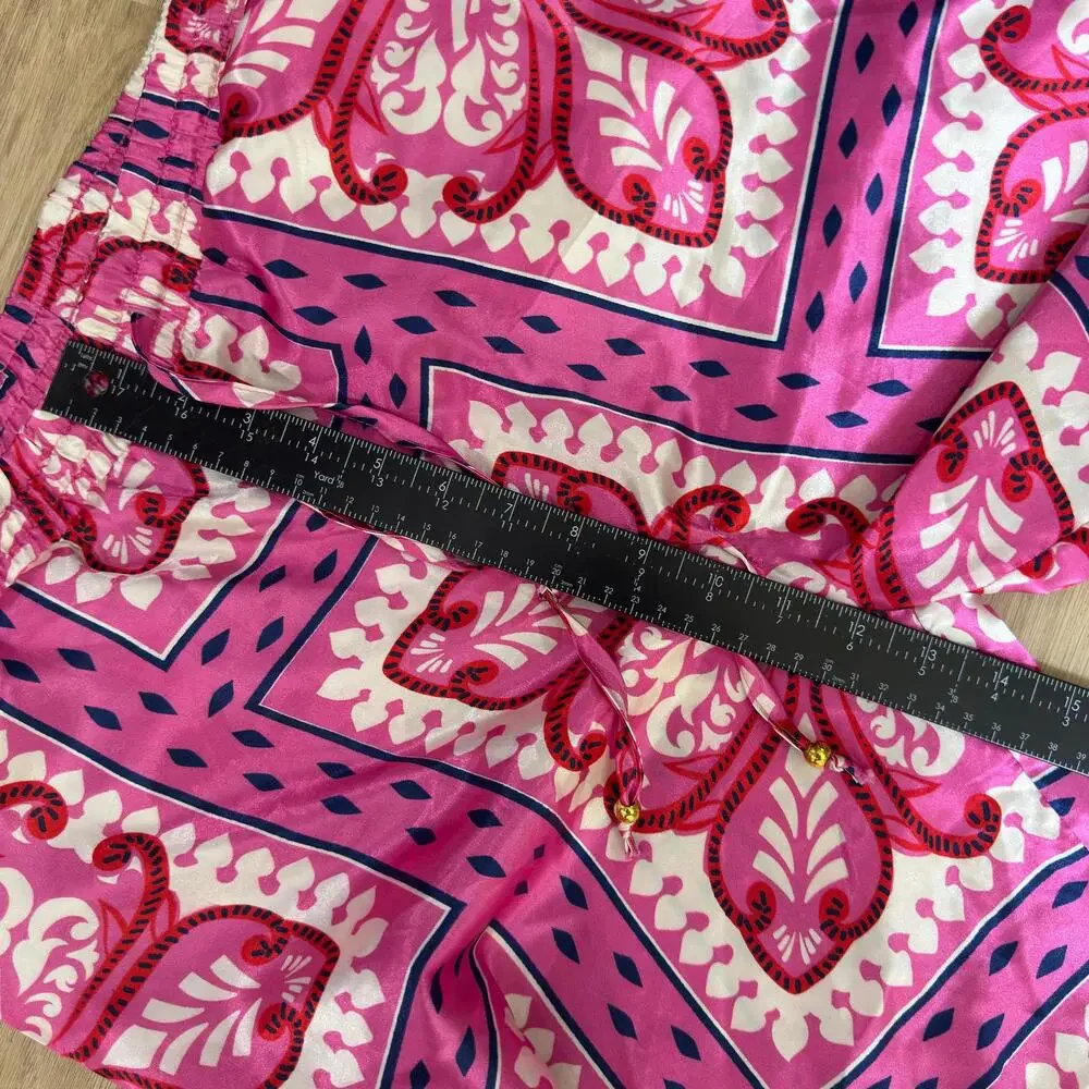 Alex & Parker Women's Casual Wide-Leg Pants Pink Floral Pattern Size M - Picture 7 of 9